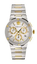 Versace Greca Logo Chronograph watch - VEZ900321 - Herenhorloge - Swis Made - Zilverkleurig - Goudkleurig - 43 mm - 5 atm