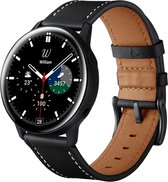 By Qubix lederen bandje 20mm - Zwart - Geschikt voor Samsung Galaxy Watch 6 - Galaxy Watch 6 Pro - Galaxy Watch 5 - Galaxy Watch 5 Pro - Galaxy Watch 4 - Galaxy Watch 4 Classic - Active 2 - Watch 3 (41mm)