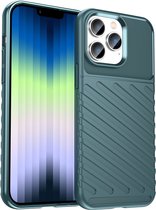 Mobigear Hoesje geschikt voor Apple iPhone 14 Pro Telefoonhoesje Flexibel TPU | Mobigear Groove Backcover | iPhone 14 Pro Case | Back Cover - Groen