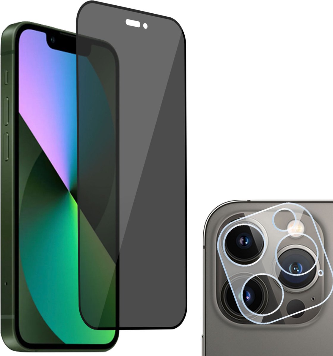 Privé Screenprotector geschikt voor iPhone 14 Plus + Beschermglas Camera Lens - Privacy