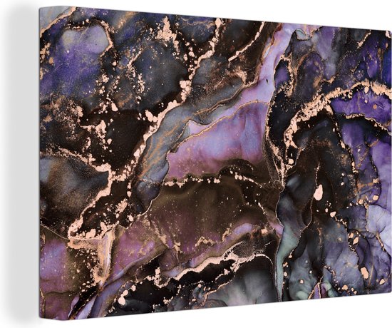 Toile Peinture Marbre - Goud - Rose - 140x90 cm - Décoration murale