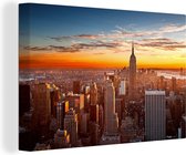 Canvas Schilderij Skyline - New York - Zon - 180x120 cm - Wanddecoratie XXL
