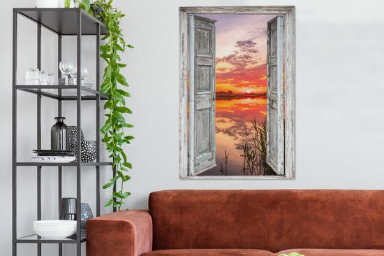 Tableau Peinture Paysage - Coucher de Soleil - Water - Transparent - 80x120 cm - Décoration murale