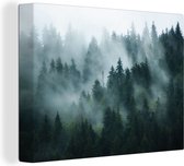 Tableau sur toile Brouillard - Arbres - Forêt - 40x30 cm - Décoration murale