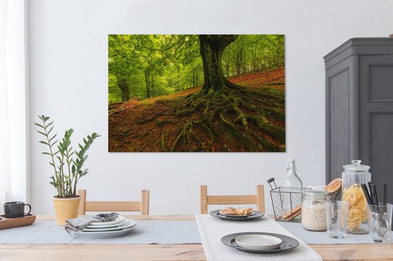 Tableau sur toile Arbre - Forêt - Feuilles d'Automne - 140x90 cm - Décoration murale