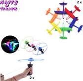Happy Trendz® Jouets de plein air Toys 4 Pièces - Disque Volant 2 Pièces - Avion à Lancer en Mousse avec LED 2 Pièces - Amusant avec les Enfants - Jouets - OVNI Volant - Lumineux - Pour Enfants - Cadeau Total 4 Pièces