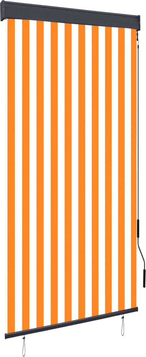 Decoways - Rolgordijn voor buiten 100x250 cm wit en oranje