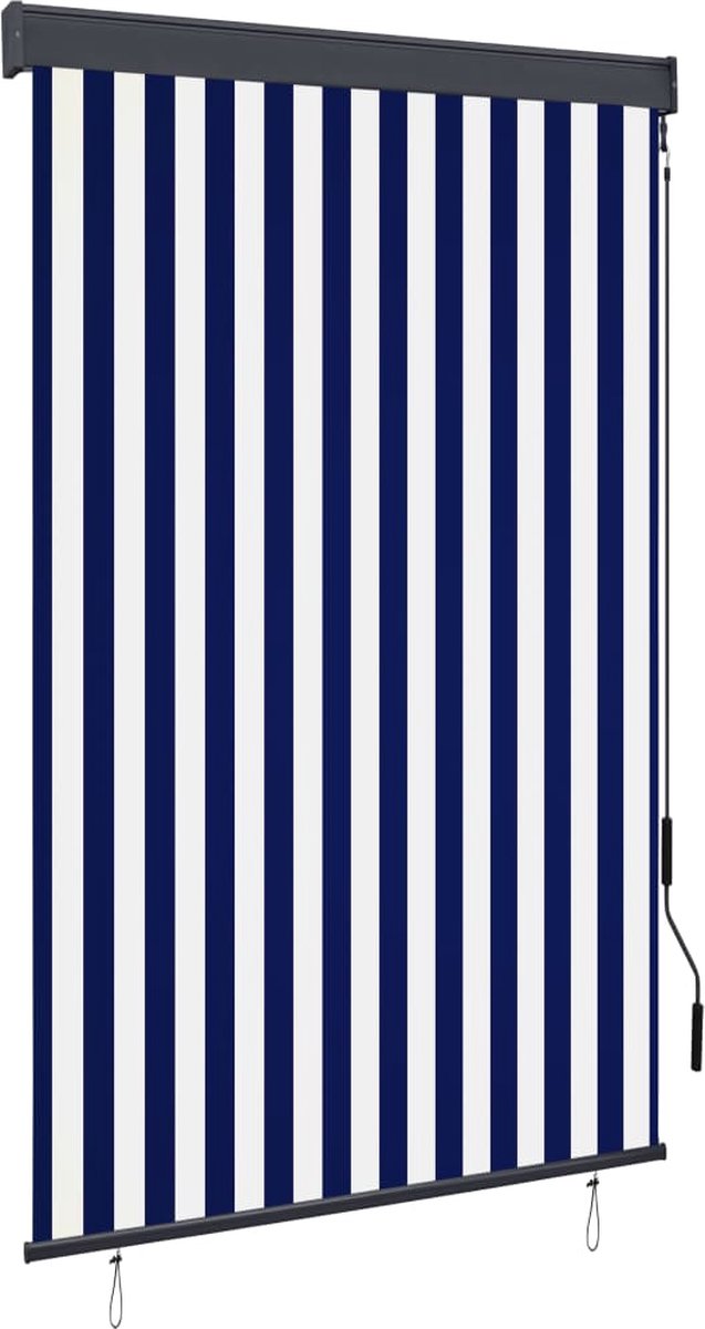 Decoways - Rolgordijn voor buiten 120x250 cm blauw en wit