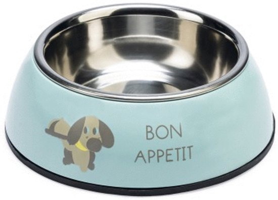 Beeztees Puppy Droppy – Hondenvoerbak – Plastic/RVS – Groen – 14x14x4,5 cm – 160 ml