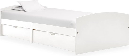 VidaXL Bedframe Met Lades Massief Grenenhout Wit 120x200 Cm - Twijfelaar Met Opbergruimte