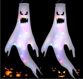 Décoration Halloween pour Intérieur et Extérieur - Décoration Halloween avec cordon lumineux LED - 120x60cm - 2 Pièces