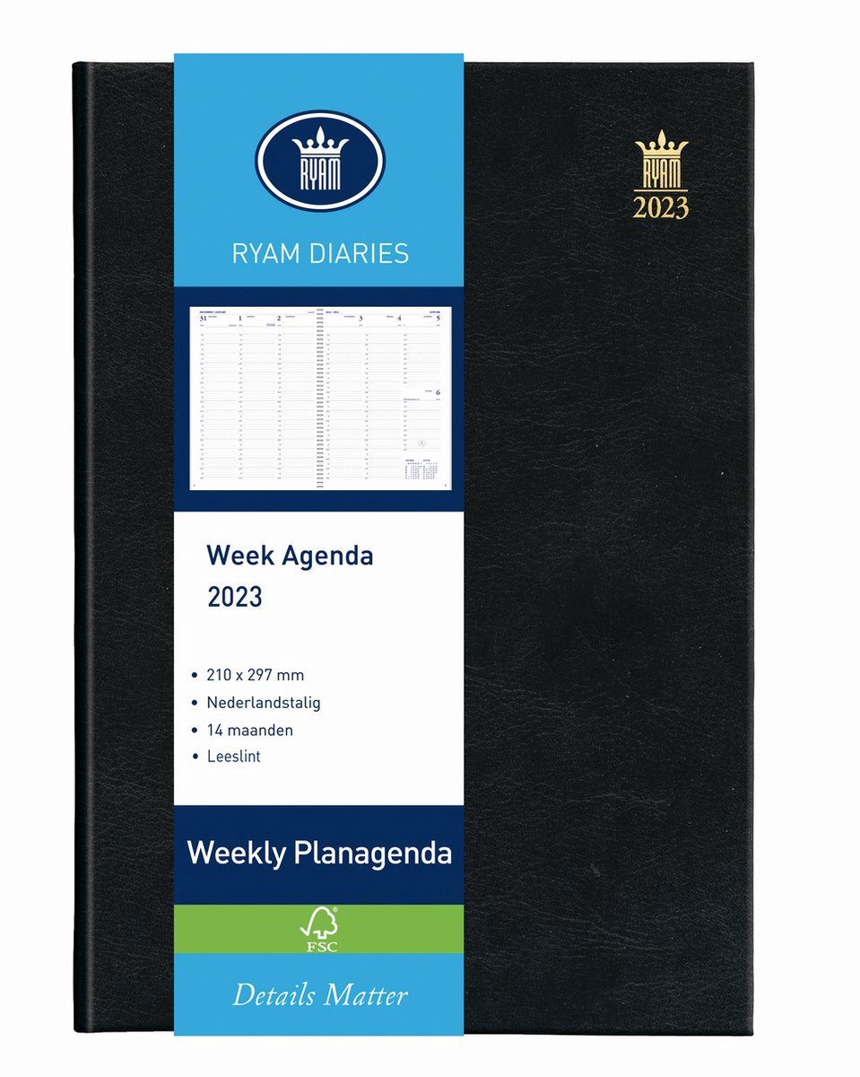 Ryam Bureau Agenda 2023 - Weekly Zwart - (21cm x 30cm)