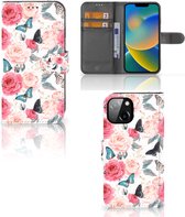 Smartphone Hoesje Geschikt voor iPhone 14 Flipcase Cadeautjes voor Moederdag Butterfly Roses