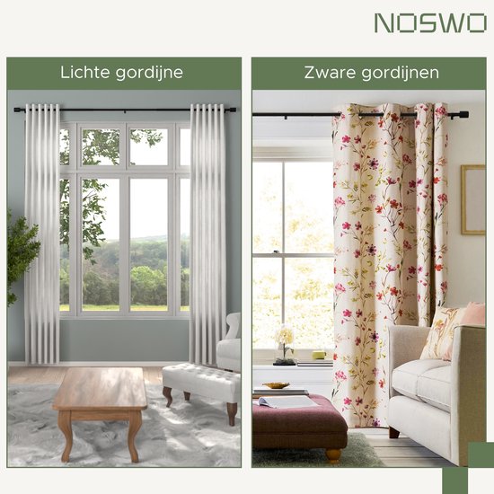 Tringle à rideau Noswo - Extensible - 143 à 213 cm - Tringle à rideau - Tringle à rideau - Métal - Zwart
