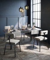 Mistral Home - Chemin de table motif coton polyester - 45x145 cm - Blauw gris blanc