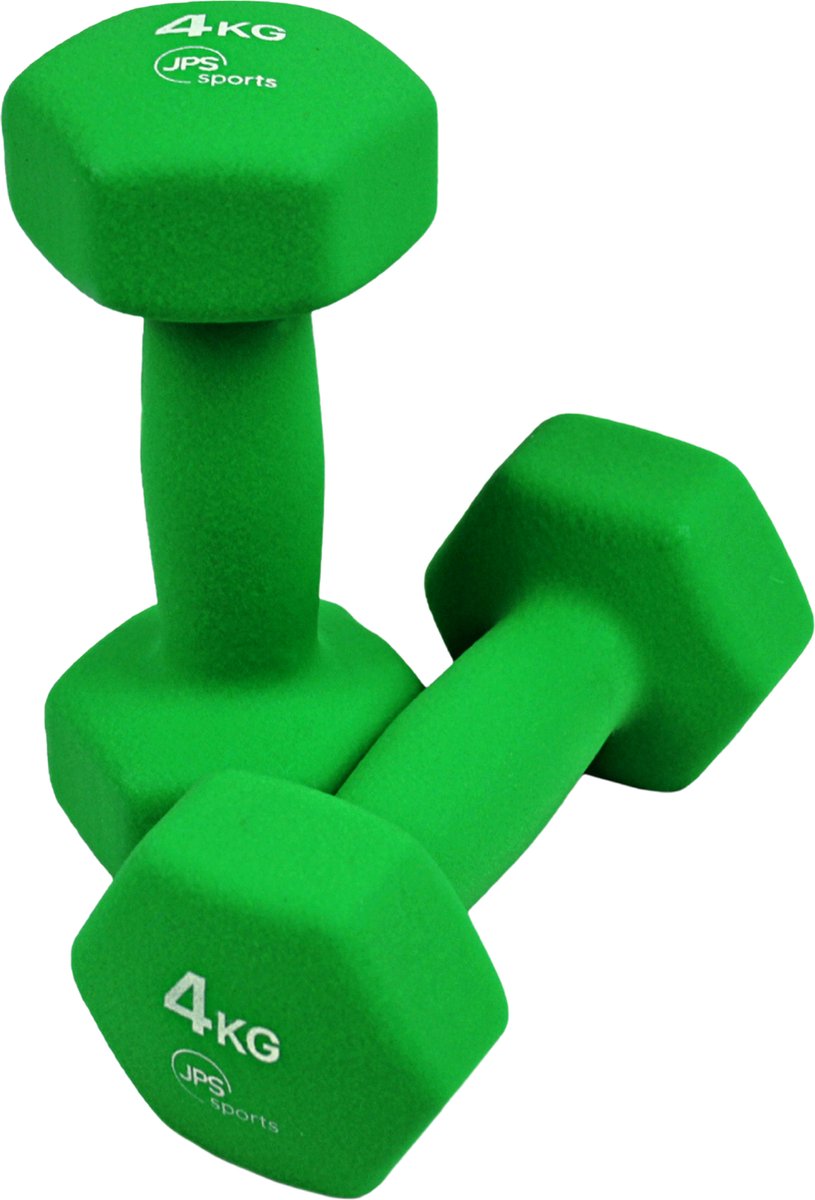 JPS Sports® Dumbells - Gewichten - Dumbells set 2 x 4 kg - Zeshoekig - Duurzaam - Groen