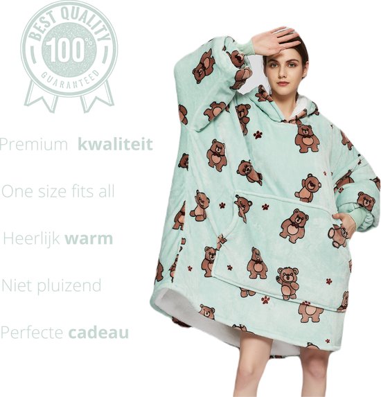 Q- Living Fleece Blanket with Sleeves - Couverture à capuche - Surdimensionnée - Couverture TV - Bière