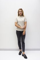 MOOI! Company - Dames T-shirt - MAARTJE - Turtleneck - Losse pasvorm - kleur Stone - Maat L