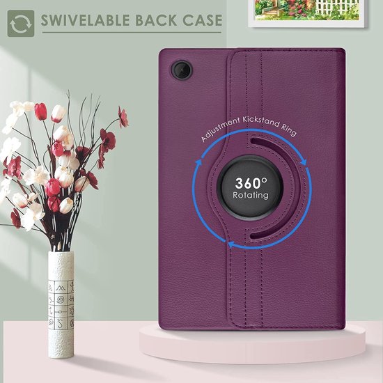 Coque Samsung Galaxy Tab A8 – Coque Samsung Tab A8 – Coque Galaxy Tab A8 – Coque Samsung Galaxy Tab A8 2022 – Étui rotatif pour tablette – Violet