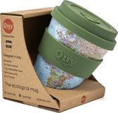 Quy Cup 230ml Ecologische Reis Beker - “Map” - BPA Vrij - Gemaakt van Gerecyclede Pet Flessen met Groene Siliconen deksel