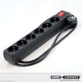 6-voudige Classic stekkerdoos 3 m, zwart | Stroomkabel 230v | Verlengsnoer | sam connect kabel