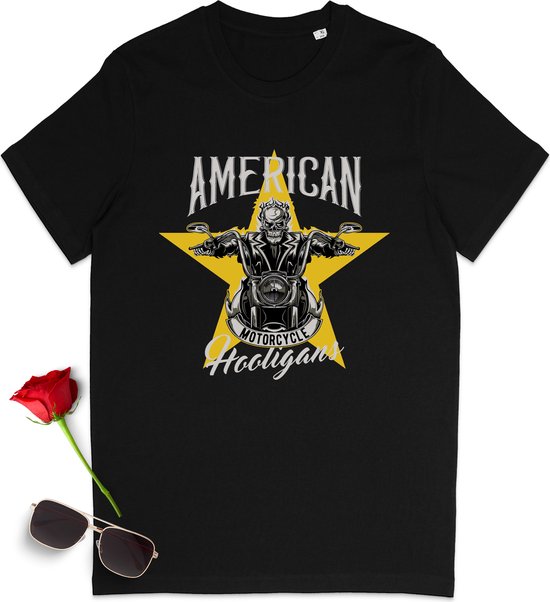 T shirt motard imprimé moto - Tshirt homme motard - T-shirt femme avec imprimé - Tailles: S t/m 3XL - Couleur noir.