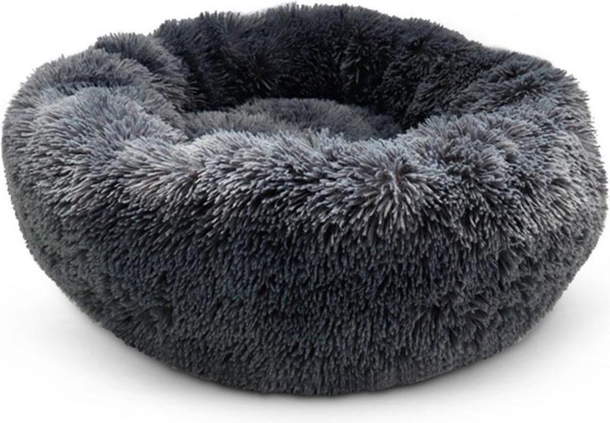 Snoozle Kattenmand – Zacht En Luxe Poezenmand – Kattenmandje Rond – Wasbaar – 60Cm – Grijs