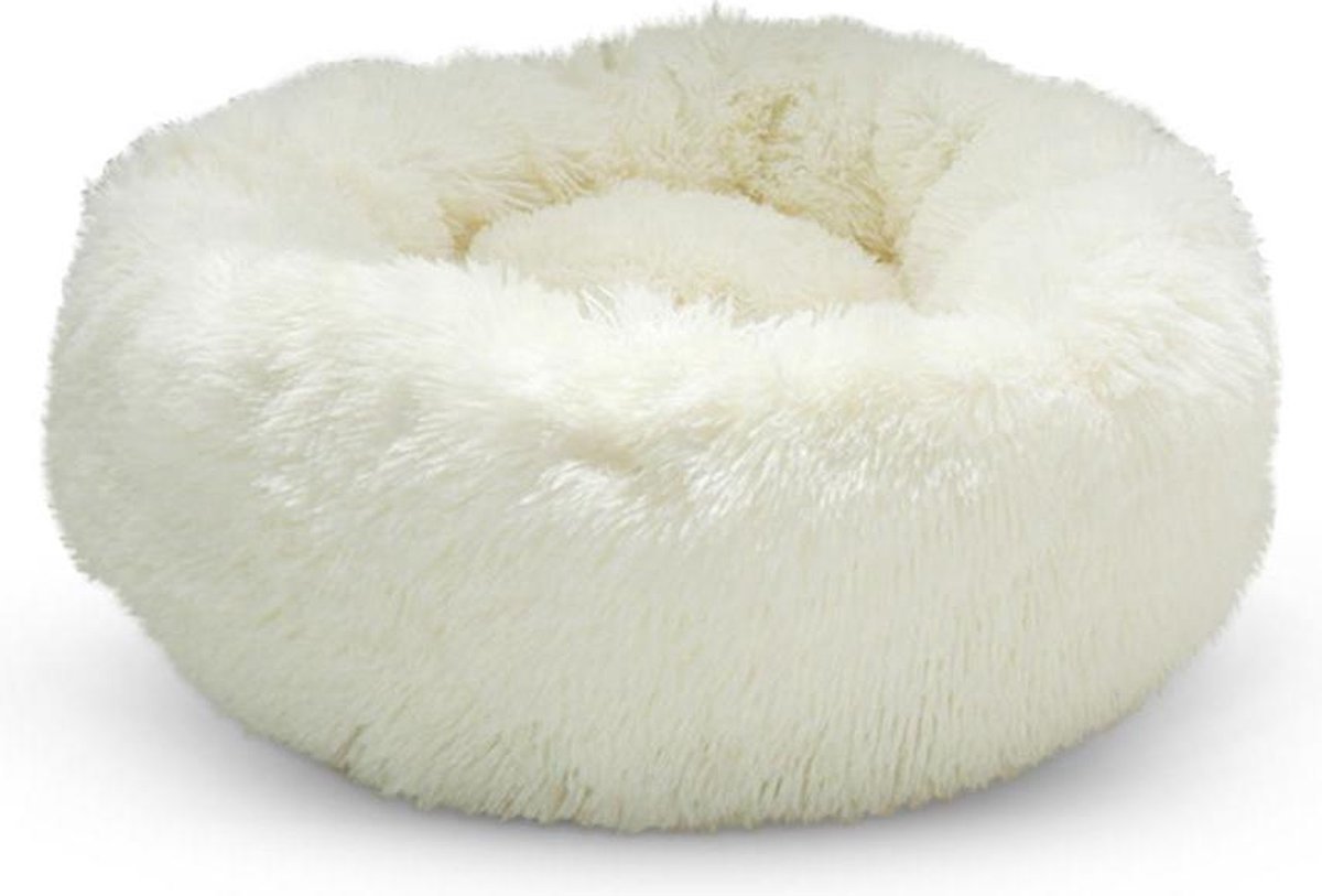 Snoozle Kattenmand – Zacht En Luxe Poezenmand – Kattenmandje Rond – Wasbaar – 60Cm – Wit
