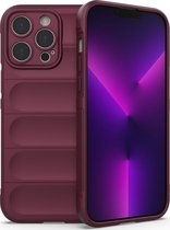 Mobigear Hoesje geschikt voor Apple iPhone 14 Pro Max Telefoonhoesje Flexibel TPU | Mobigear Bumpy Backcover | iPhone 14 Pro Max Case | Back Cover - Bordeaux Rood