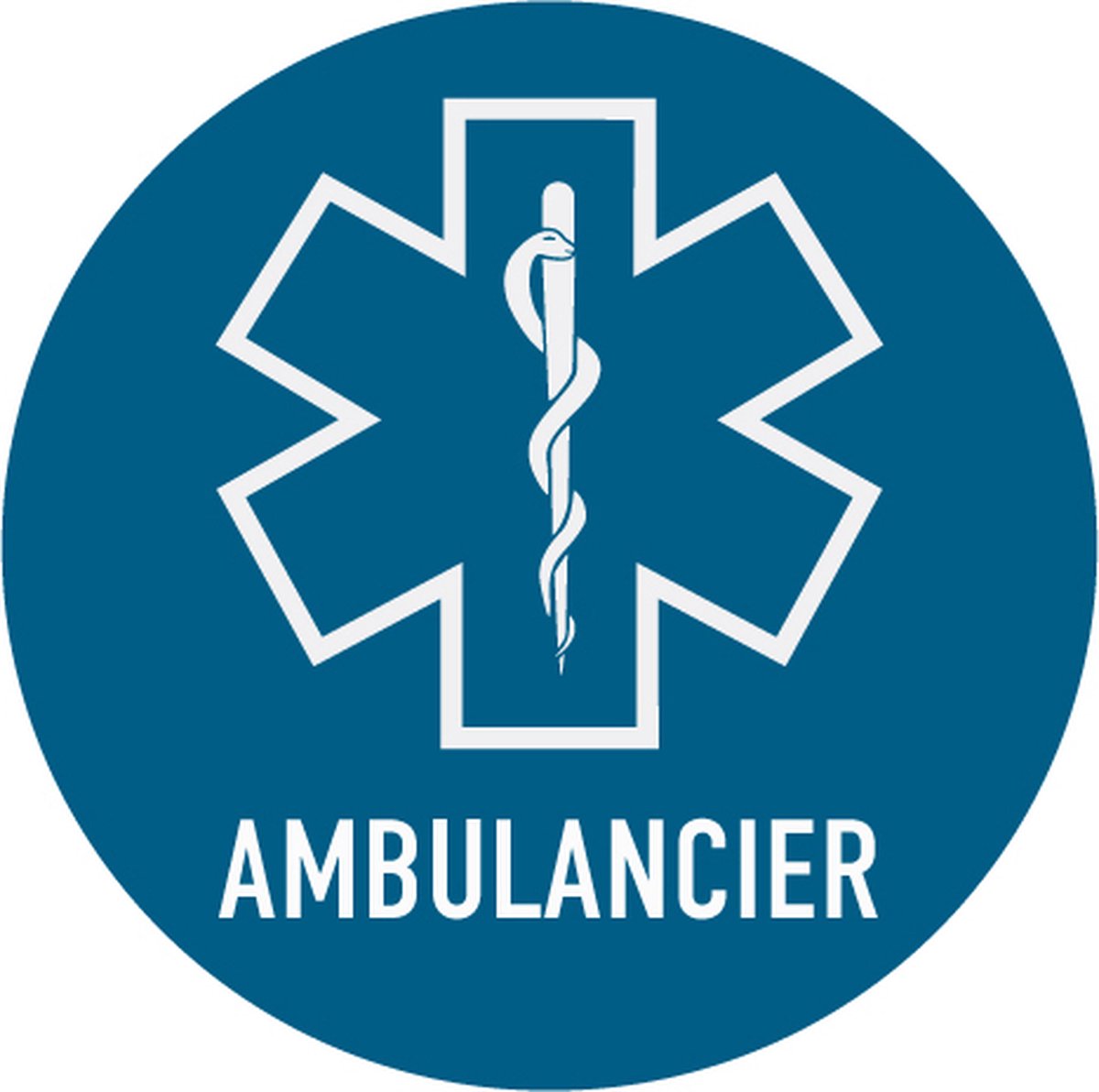 5 Vinyl stickers met logo ambulancier rond - diameter 10cm