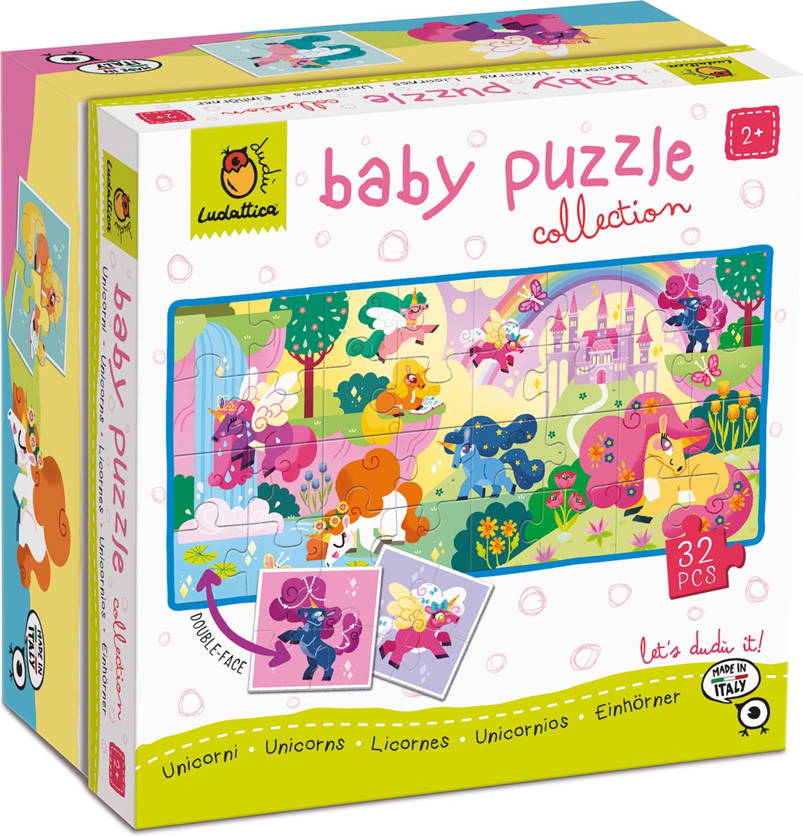 Ludattica baby puzzel eenhoorn - educatief speelgoed karton 32 stukjes.