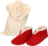 Rode Spaanse kinder sloffen/pantoffels van echt leer/suede maat 32 met handige opbergzak - Voor kinderen