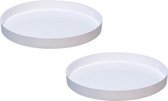 2x stuks ronde kunststof dienbladen/kaarsenplateaus wit D27 cm - Kaarsen dienbladen tafeldecoratie