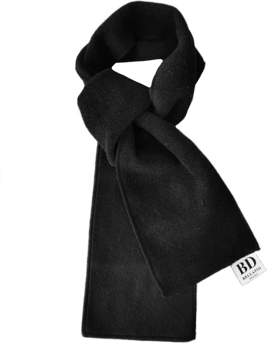 Zwarte fleece sjaal kind/ kinderen - Mooie warme kindersjaal zwart voor jongens en meisjes