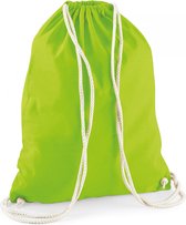 Sporten/zwemmen/festival gymtas lime groen met rijgkoord 46 x 37 cm van 100% katoen - Kinder sporttasjes