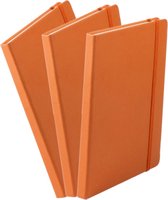 Set van 6x stuks luxe schriften/notitieboekje oranje met elastiek A5 formaat - blanco paginas - opschrijfboekjes - 100 paginas