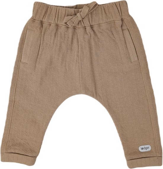 Lodger Babybroek maat 56 Jogger Katoen Hydrofiel Perfecte Pasvorm Elastische Taille OekoTex Beige