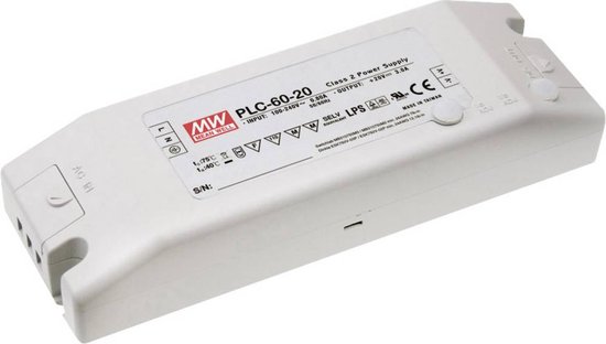 Mean Well PLC-60-12 LED-driver, LED-transformator Constante spanning, Constante stroomsterkte 60 W 0 - 5 A 12 V/DC Niet