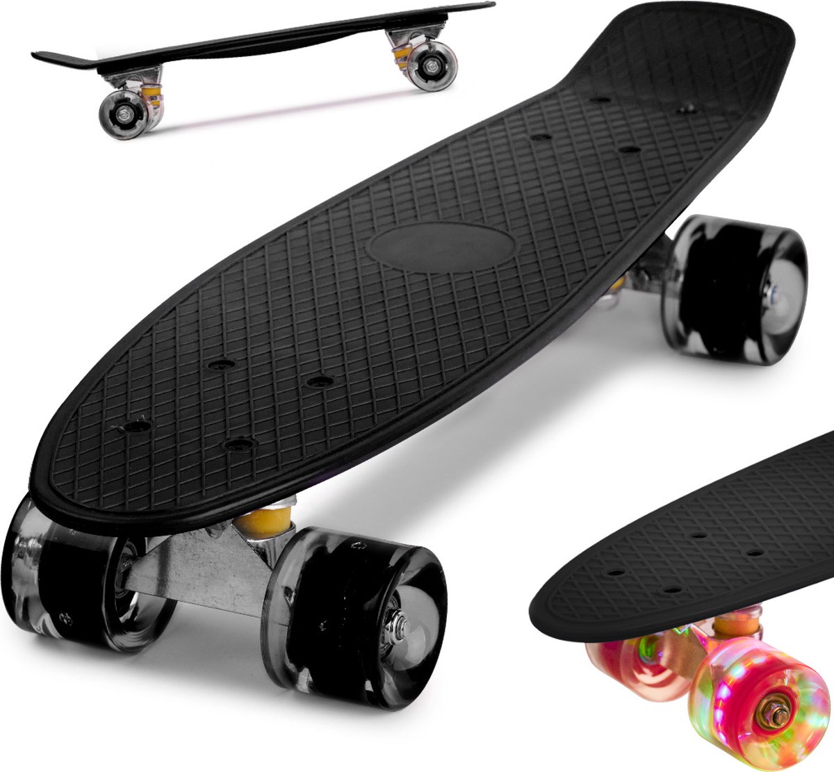 Skateboard voor kinderen - LED Wielen - Jongens en Meisjes - Zwart - 22.5 inch - 56cm