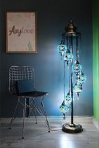 Lampadaire turc fait main 7 ampoules Lampadaire oriental mosaïque bleu