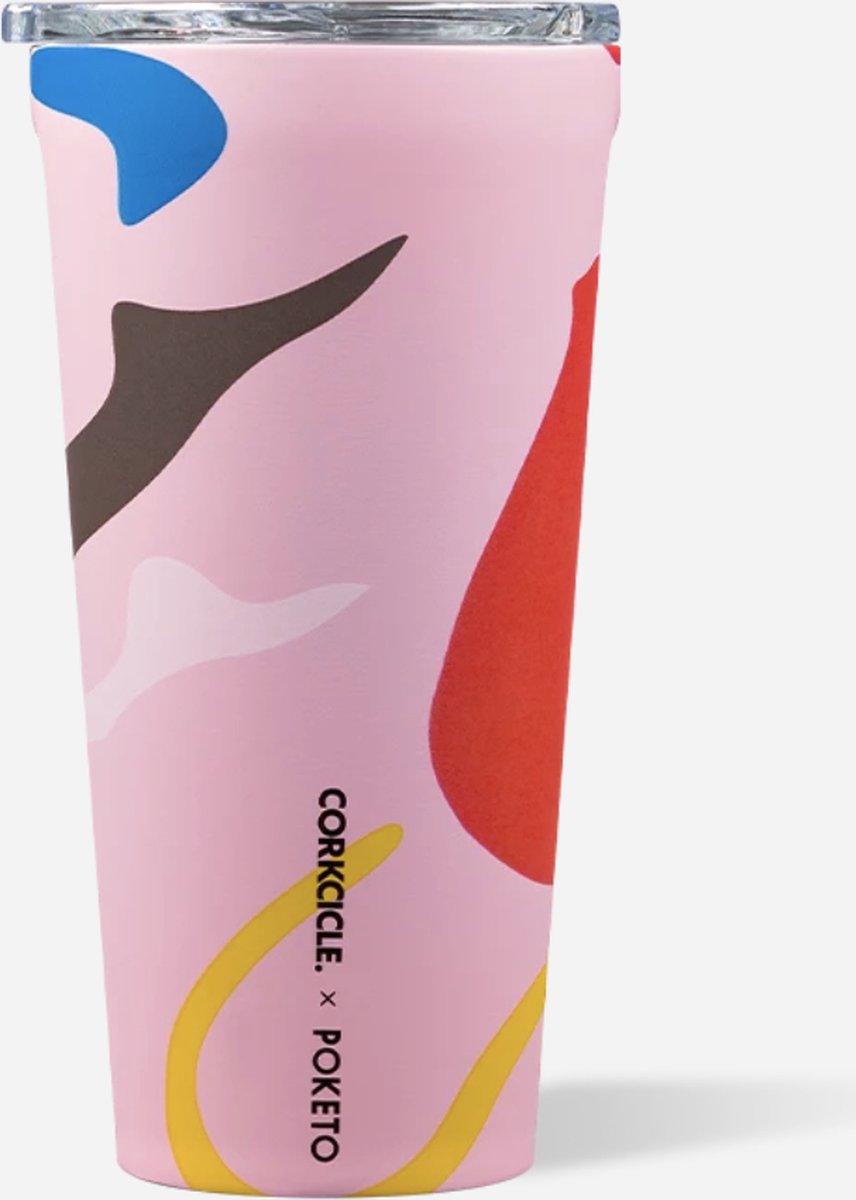 Corkcicle Tumbler 475ml 16oz - Poketo Pink Party - Roestvrijstaal -