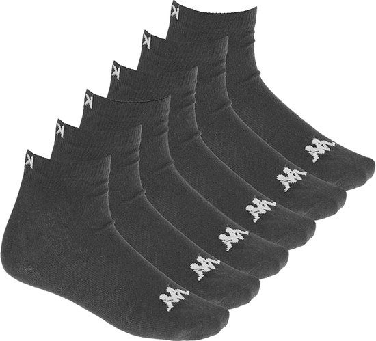 Kappa sneakersokken - enkelsokken - 6 paar - maat 39-42 - zwart - sokken dames en heren - Cadeau