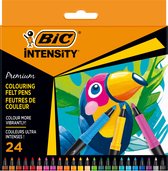 BIC Intensity Premium Viltstiften met Zwarte Huls en Rubberen Comfortabele Grip - Diverse kleuren - 24 Stuks