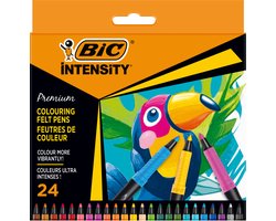 BIC Intensity Premium - Viltstiften - Stiften voor Volwassenen - Kleurstiften met Rubberen Comfortabele Grip - 24 Stuks