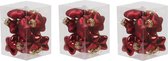 36x Sterretjes kersthangers/kerstballen rood van glas - 4 cm - mat/glans - Kerstboomversiering