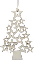 15x Houten kerstboom kersthangers 6,5 x 10 cm - Houten kerstboomversiering ornamenten