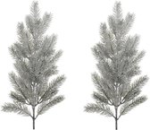 2x pcs Branches de Noël/branches de pin 36 cm vert avec neige Décorations de Noël - Branches artificielles vertes/branches de pin Décoration de Noël