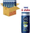 foto van Nivea Men Douche - Power Fresh Body Face & Hair - Voordeelverpakking 6 x 250 ml
