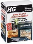 Verpakking van HG oven & grill vernieuwingskit met de tekst 'HG keukencuisine'.