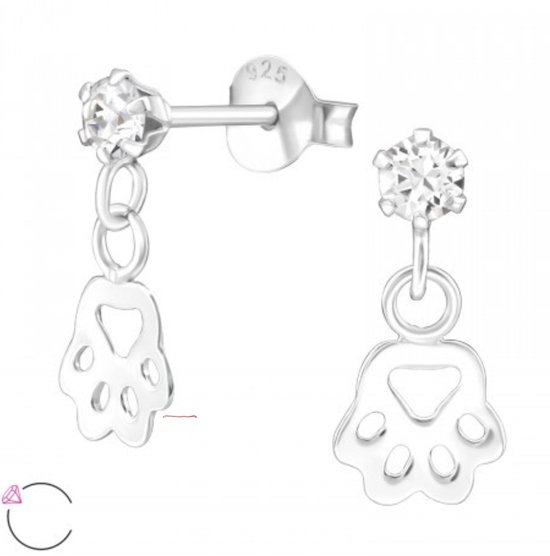 Boucles d'oreilles Empreinte Patte de Chat en Argent-LIV gratuite